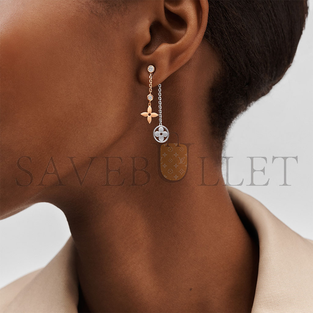 l**is V*t*n idylle blossom three-color gold and diamond long earrings q96413